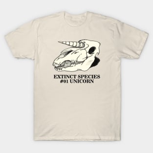 Exctinct Species #01 Unicorn (Black Type) T-Shirt